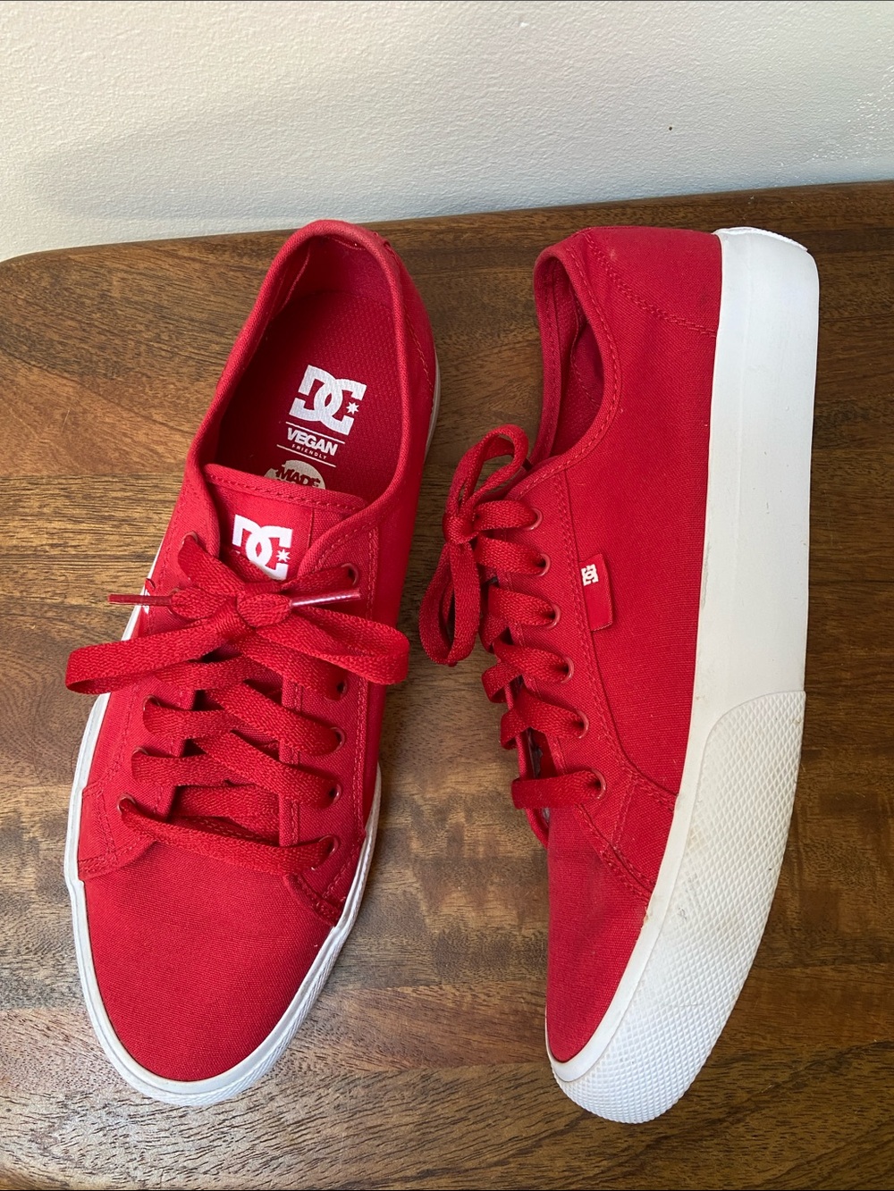 DC Red Canvas Low-Top Manual Skate Sneakers